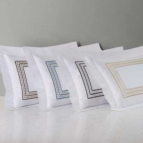 Stella Egyptian-Quality Cotton Duvet Cover, King Duvet Cover, Natural Charcoal SC/White