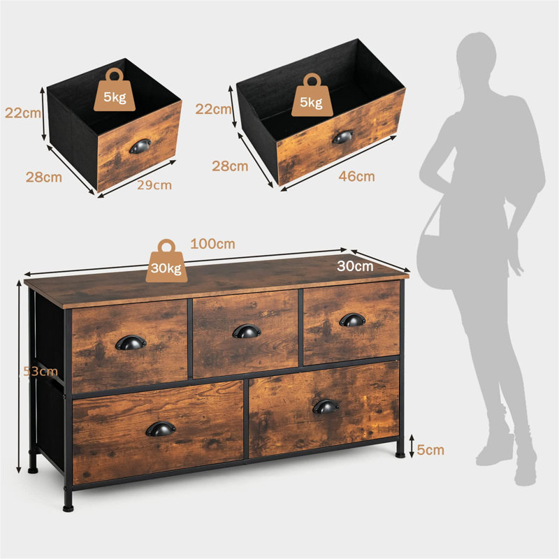 Heimann 100cm W 5 - Drawer Chest of Drawers