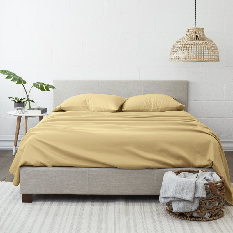 Ensemble de draps 4 pièces Ultra Soft, Or, Ensemble de draps pour lit simple avec 1 taie d'or