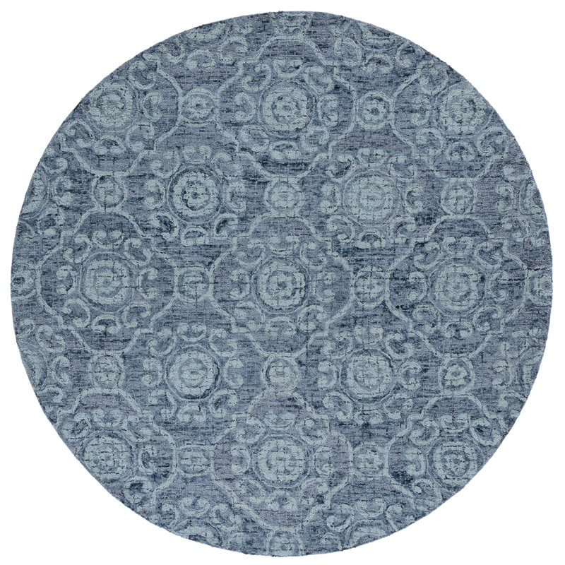 Sulema Hand Tufted Wool Damask Rug, Rectangle 8' x 10'