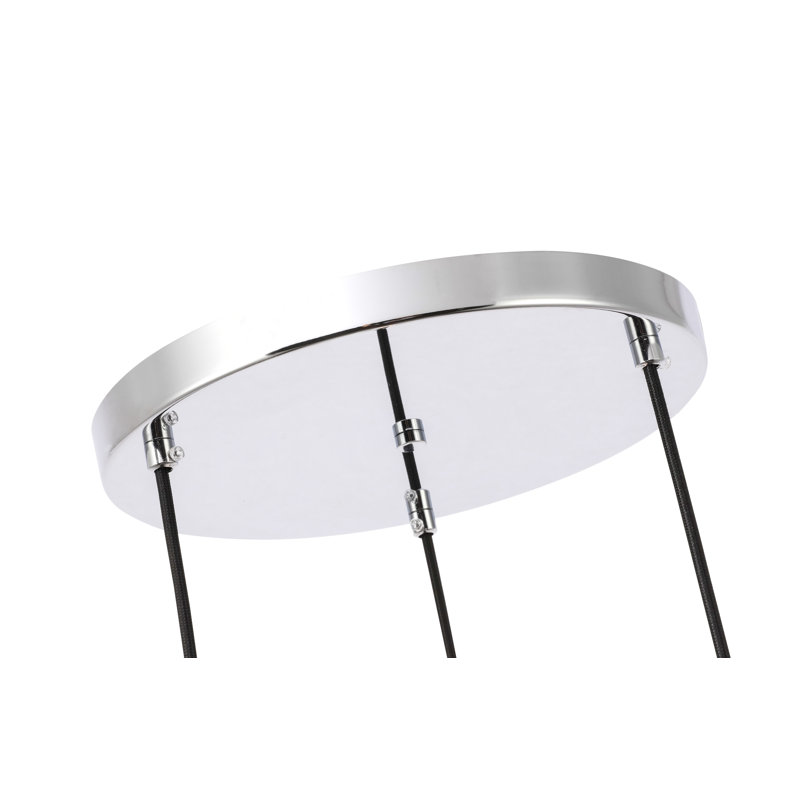 Luminaire suspendu géométrique à 3 lumières Vandyke, Transparent, Chrome