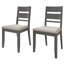 Ensemble de salle à manger 5 pièces avec table ronde noire et chaises à dossier horizontal rembourrées grises-714453447