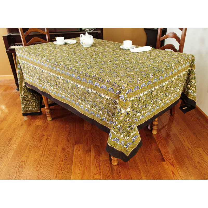 Cody-Lee Floral 100% Cotton Tablecloth, 108" x 72", Green