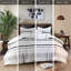 Édredon très grand en coton - noir / blanc, avec pampilles et Bartacking caché, 2 taies décoratives incluses pour le lit 6 rangées de garnitures-119105084-119105086
