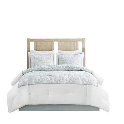 100% Cotton King Comforter – White With Embroidery Details, Includes 2 Shams And Bed Skirt Bedding Cotton, Sand Dollar Embroidery, Filling, Oversized,