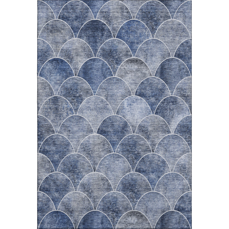Red Rectangular Washable Synthetic 5' x 7' Rug