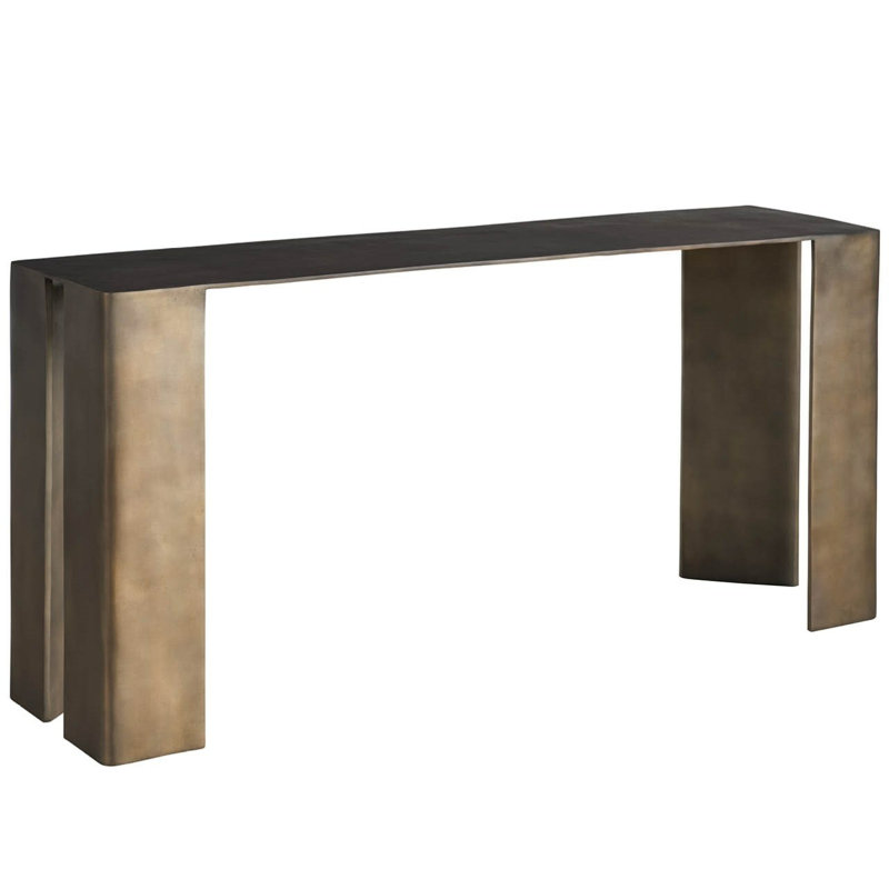 Modern Eclipse 60" Wide Textural Cast Aluminum Bronze Black Console