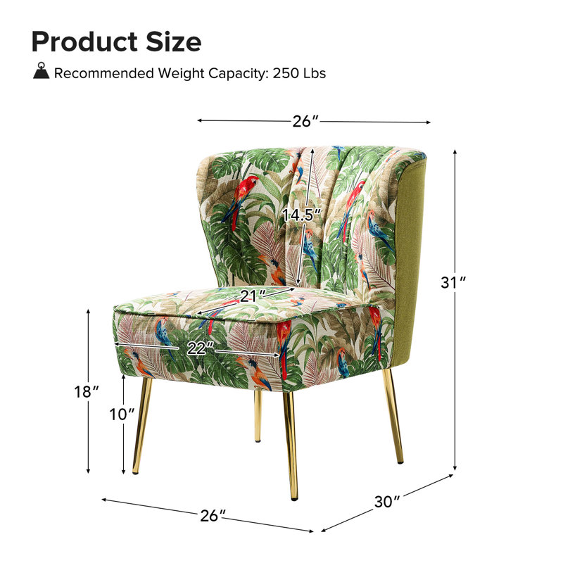 Fauteuil demi-tonneau en velours avec dossier capitonné Alice Felicia, Botanique, tropical
