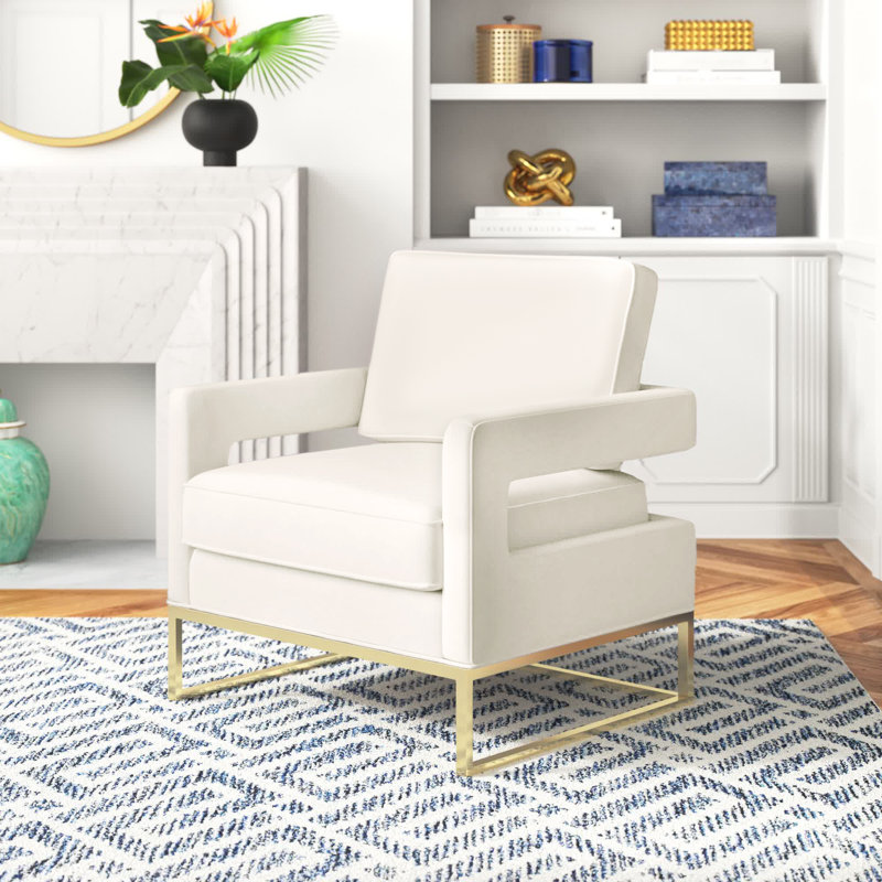 Fauteuil en velours l 33,5 po Isabel, Velours crème