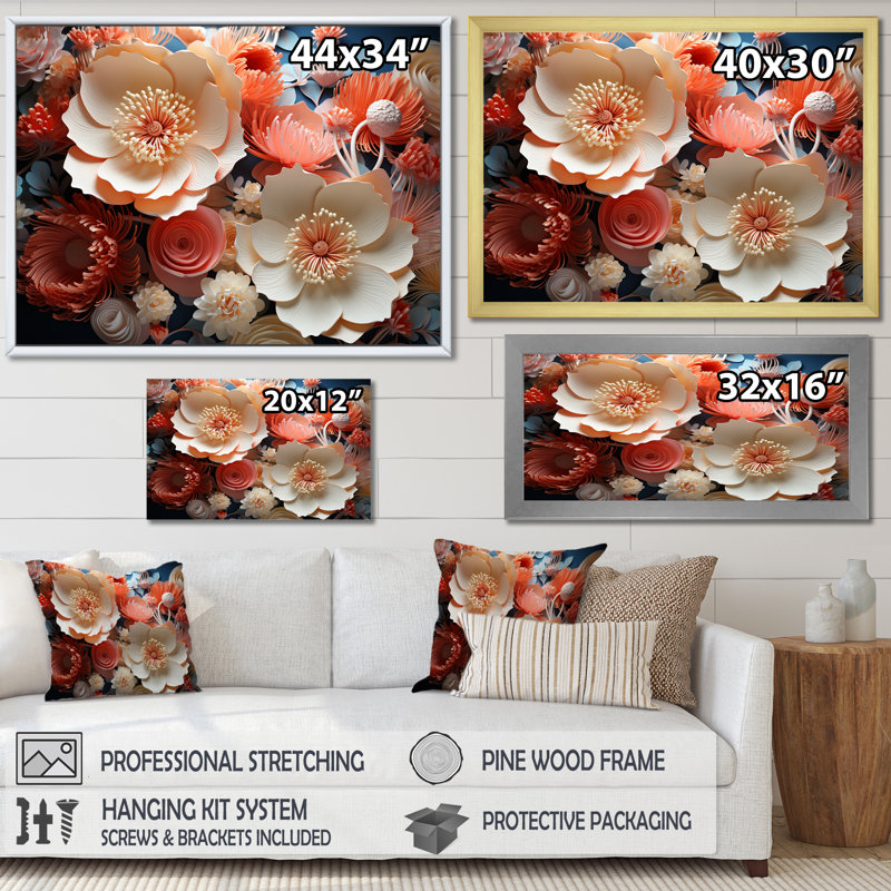 «Giant Plumose Anemone Collage», reproduction sur toile, H 24 po x l 32 po x P 1 po, Cadre flottant noir