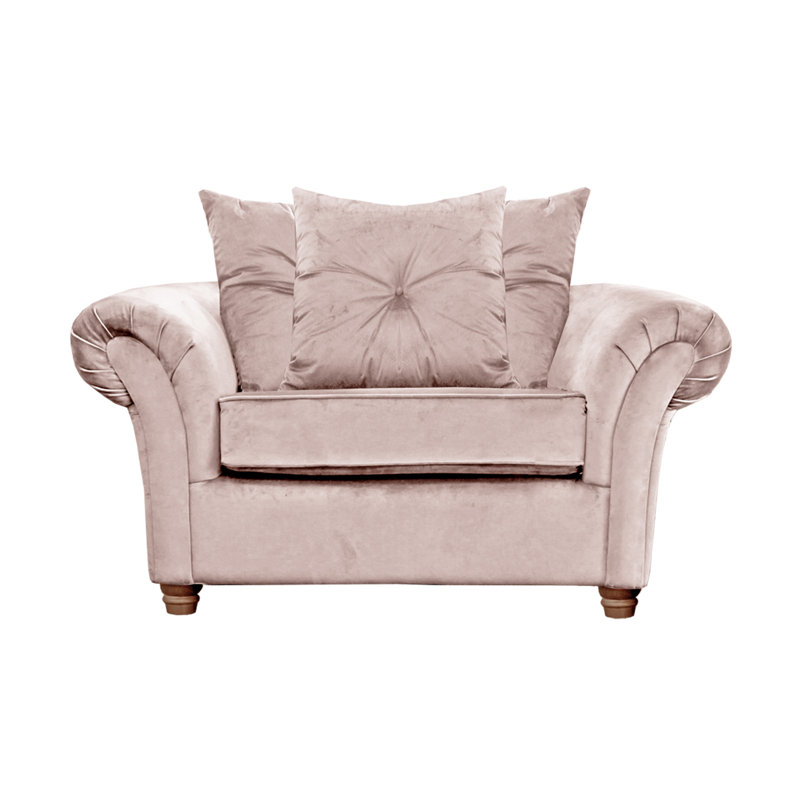 Lila 135cm W Velvet Rolled Arms Loveseat, Blush