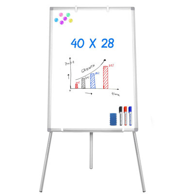 Tableau blanc effaçable à sec à hauteur réglable 40 po x 28 po