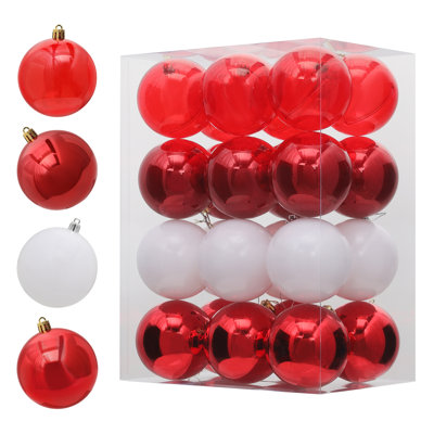 24 pièces de boules de Noël 3 po, décorations de boules de Noël suspendues en plastique incassable