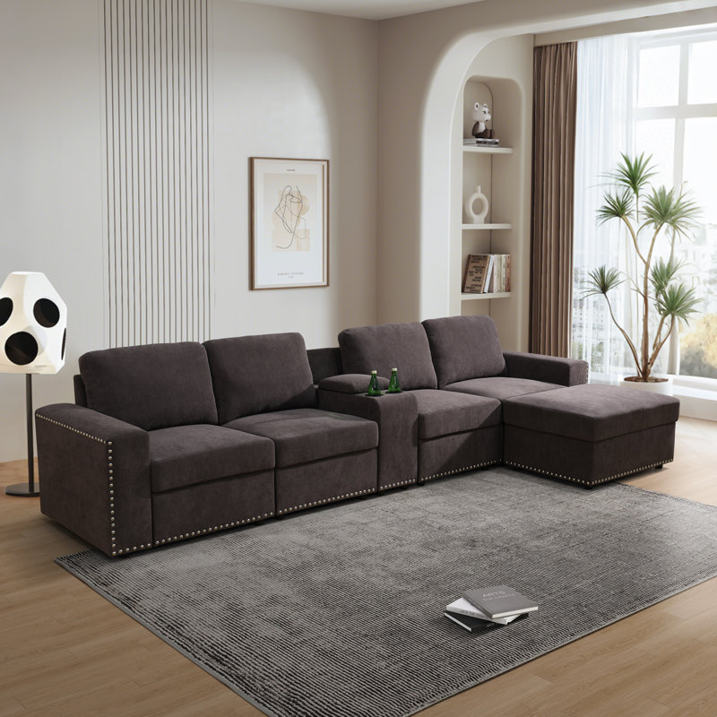 Canapé modulaire en flanelle Leshanda