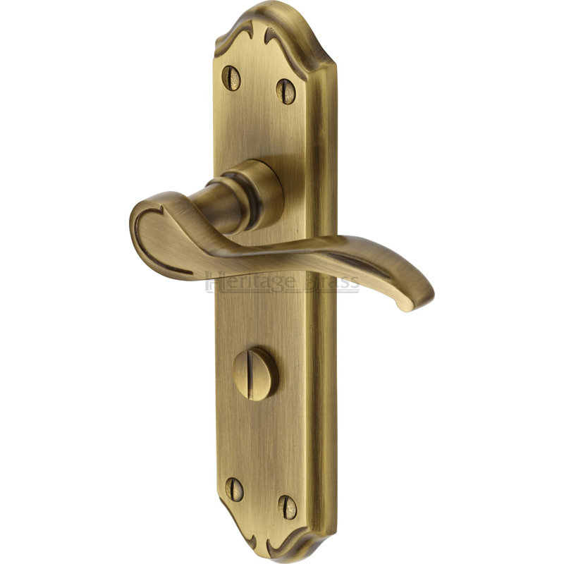 Heritage Brass Heritage Door Handle for Bathroom Verona Small Design, Antique Brass