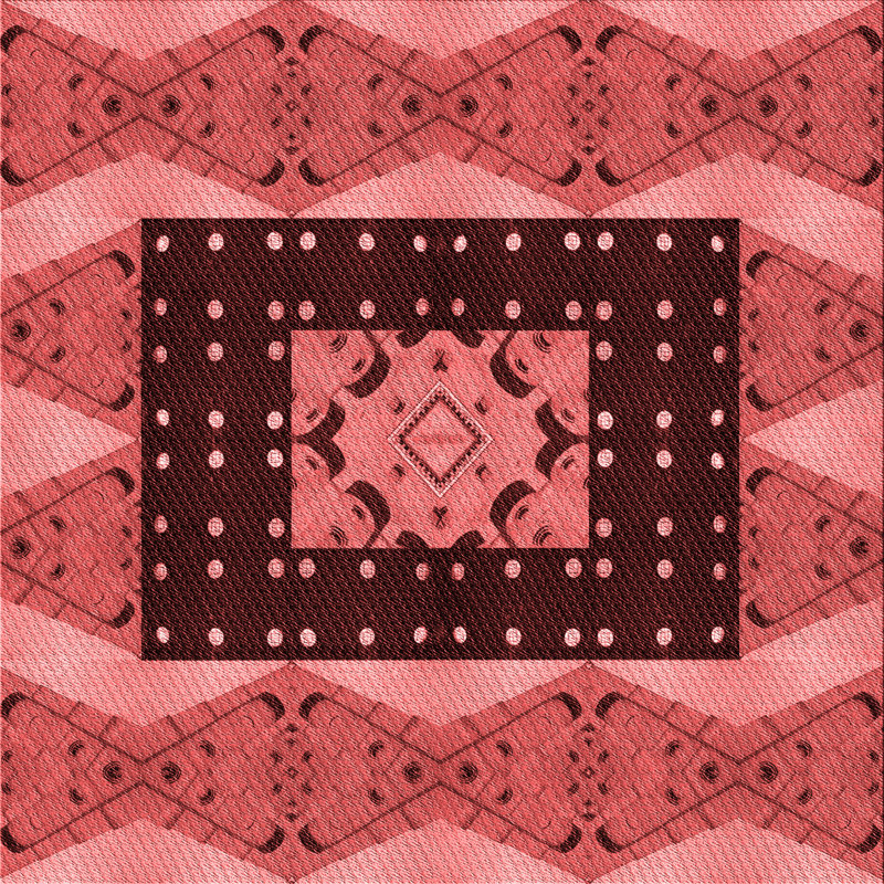 Tapis en laine pêche/brun, Carré 4 pi