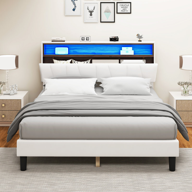 Upholstered Storage Bed, Black, Queen