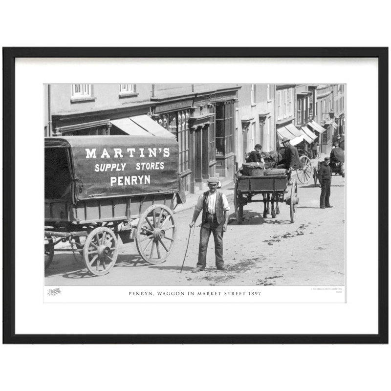 Penryn, Waggon In Market Street 1897 - Single Picture Frame Print, 60cm H x 80cm W x 2.3cm D