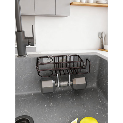 4-In-1 Kitchen Sink Caddy Organizer With Sponge, Soap, Brush, And Towel Holder - Durable Stainless Steel Rust-Proof Design For Quick Drying And Space Saving
