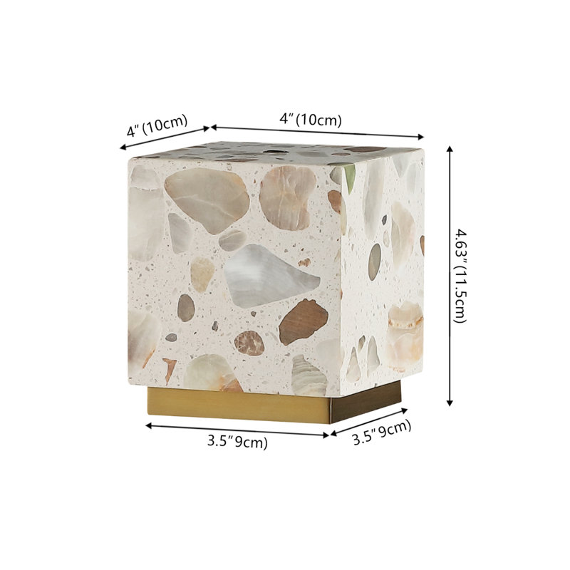 Clingmans 4.63" Modern Glam Terrazzo Rechargeable/Cordless Dimmable LED Mini Table Lamp with Touch Sensor, Ivory/Brass Gold