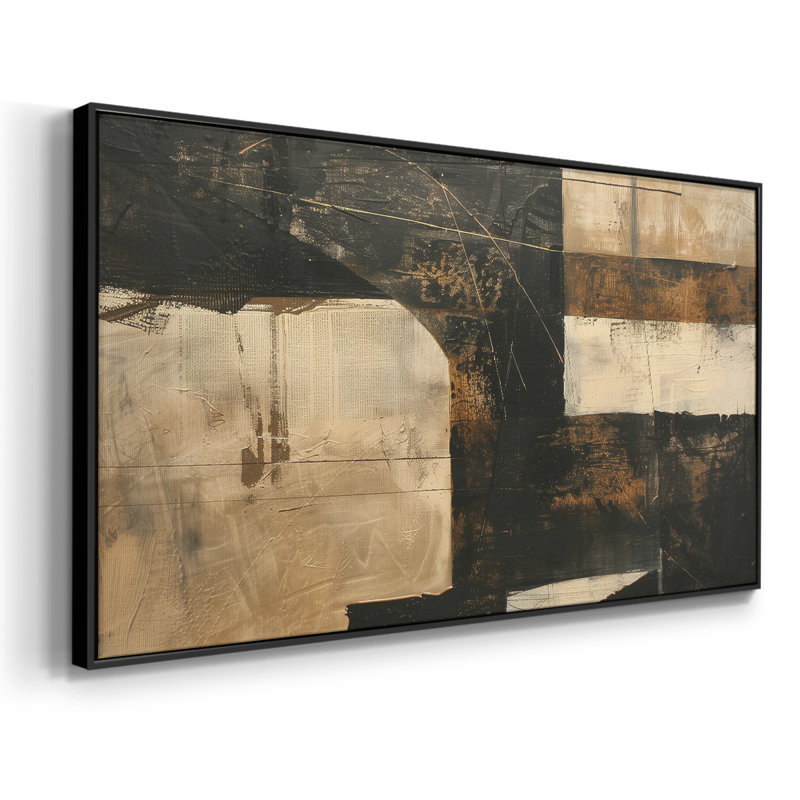 Abstrait, série CCLXVII, toile tendue avec châssis, prête à être accrochée, H 25 po x l 49 po, Noir