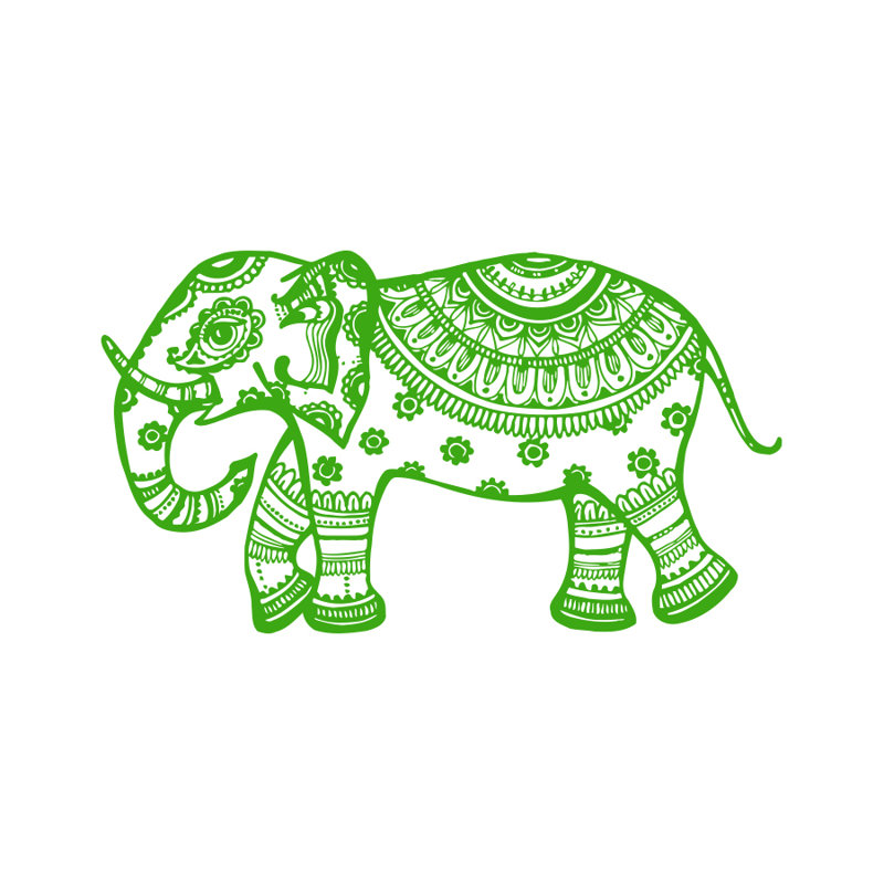 Décalcomanie murale murale éléphant, Vert tilleul