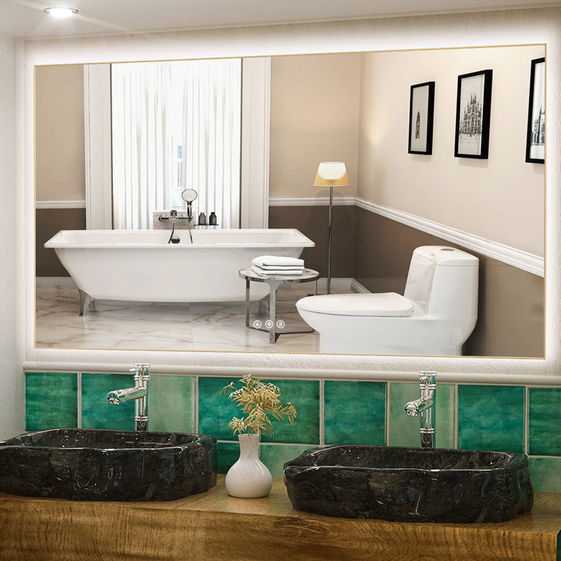 Miroir de salle de bain Albane, Or, 36 po x 60 po