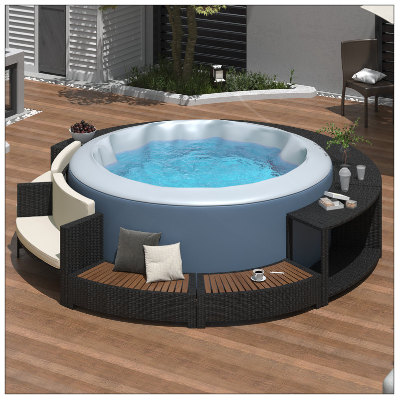 Ensemble de canapé Spa avec rangement, coussins confortables pour la détente dans le patio et la cour arrière, Beige