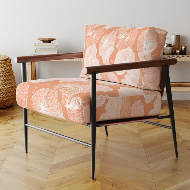 Chaise rembourrée Coastal Coastal, Bras ronds bruns