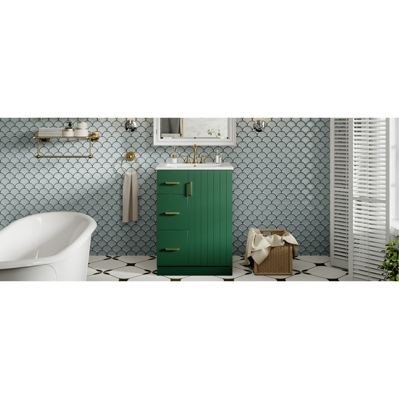 Petite armoire de lavabo de salle de bain avec 2 tiroirs, porte à fermeture en douceur et lavabo encastré: charnières fermées pour économiser de l'espace