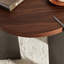 Superbe table basse ronde en noyer et en métal avec design