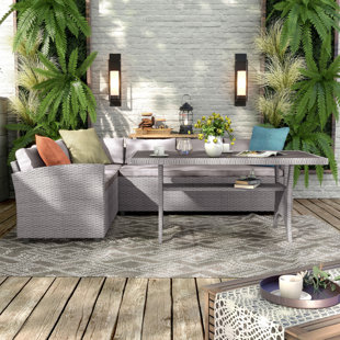Rasonny Outdoor Sectional Seating With Dining Table Set