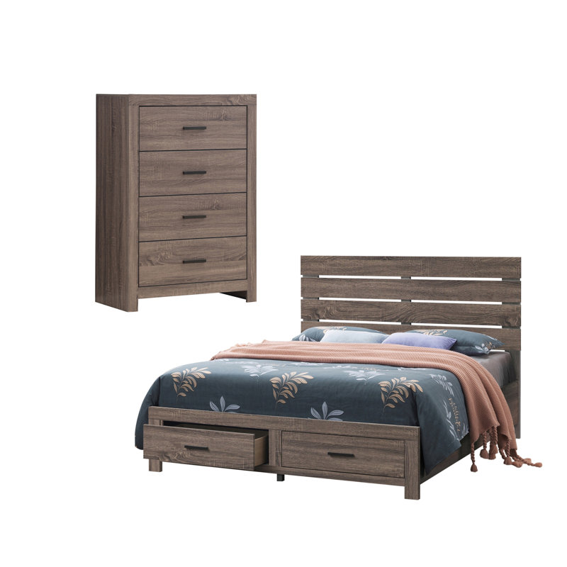 Ensemble de chambre à coucher avec commode 2 pièces Graysie, Grand