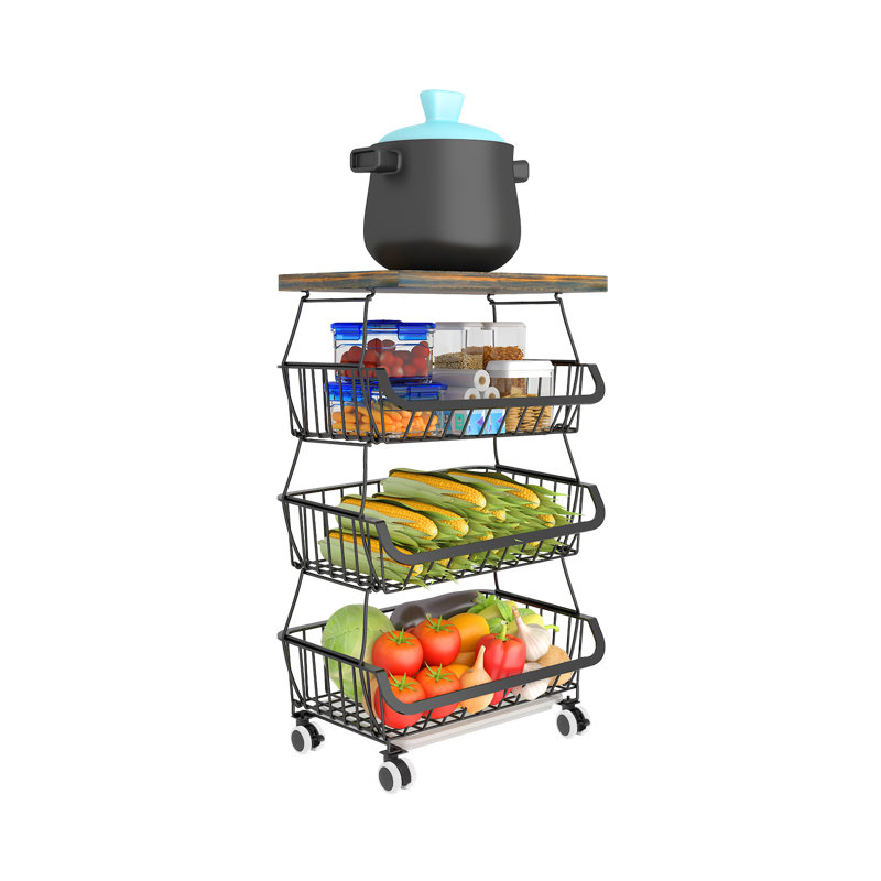 Magdlene 12'' W Height -Adjustable Shelving Unit with Wheels