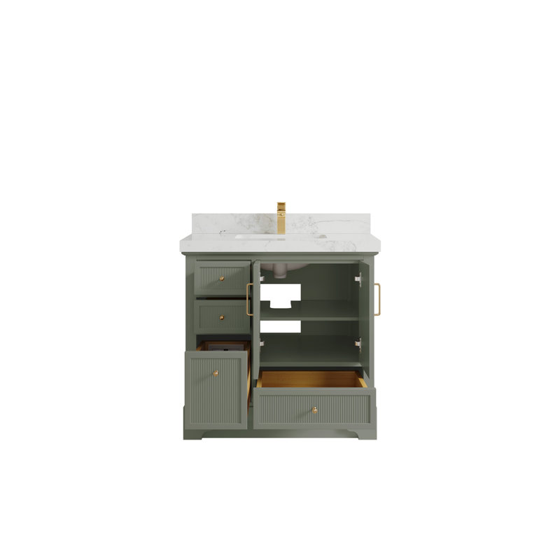 Alys 36'' Single Bathroom Vanity with Quartz Top, Calacatta Nuvo