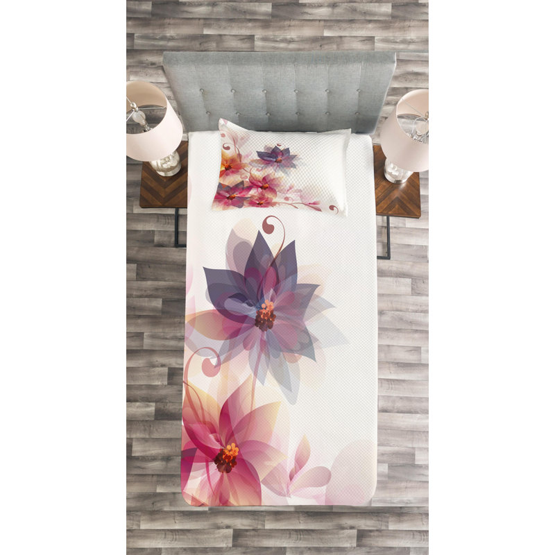 Traditional Polyester Floral Coverlet, Twin Coverlet + 1 Sham