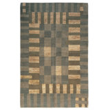 Hand Woven Silk and Wool Geometric Area Rug