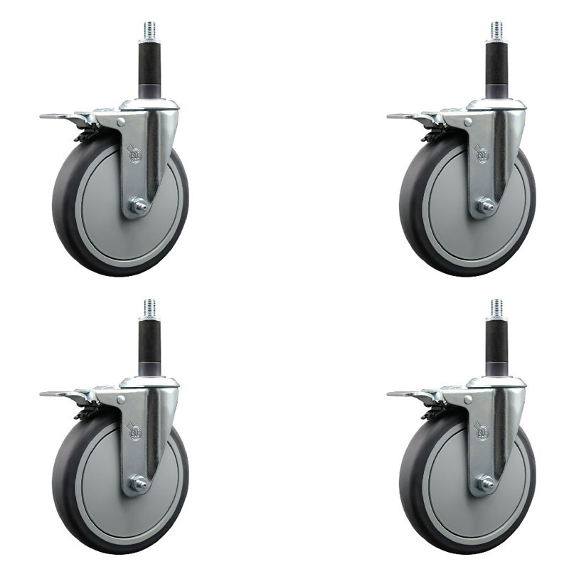 Jeu de roulettes extensibles en caoutchouc 6 po pivotant 6 po