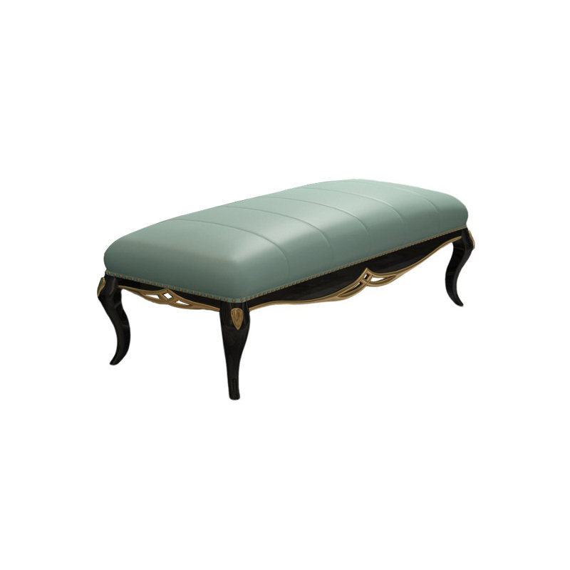 Banc rembourré en cuir véritable European Light Luxury, Vert, Noir / or