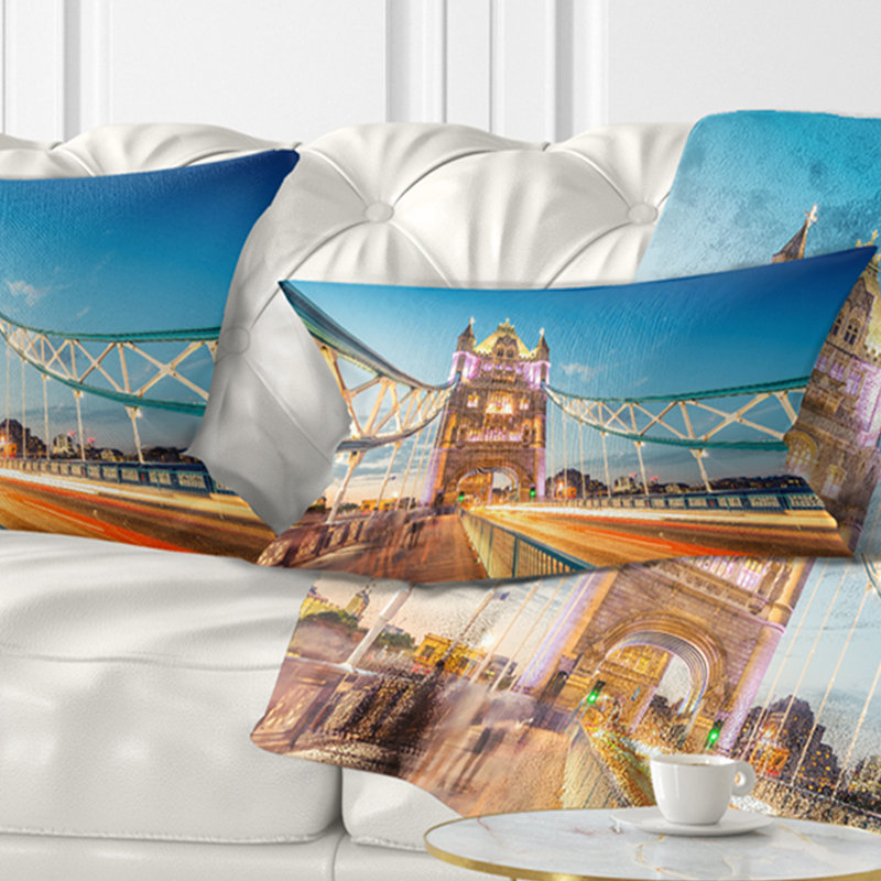 Coussin lombaire cityscape de la tour bridge, Rectangle 12" x 20"