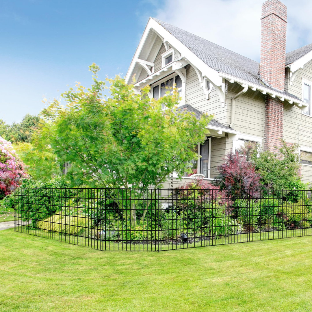 3.5m No Dig Metal Garden Fence – 5 Panels, Rustproof Dog & Animal Barrier for Yard, Patio & Flower Bed – Black