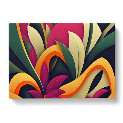 Endearing Flowers Art Deco Abstract - Wrapped Canvas Print
