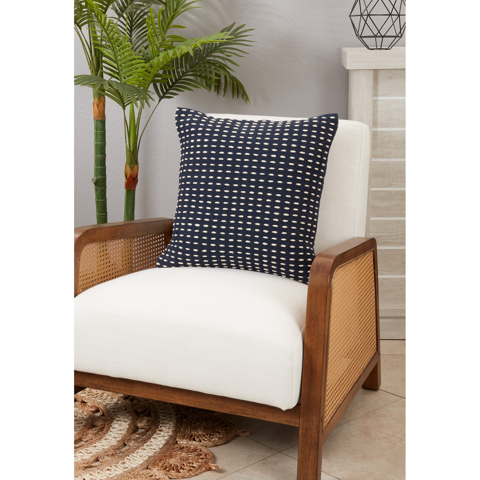 Elya Cotton Throw Pillow, Down Blend, Navy Blue