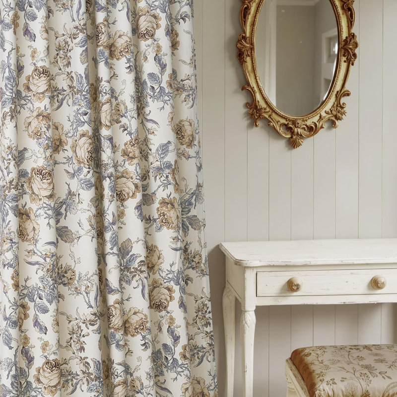 Rideaux beige rétro 84 pouces
