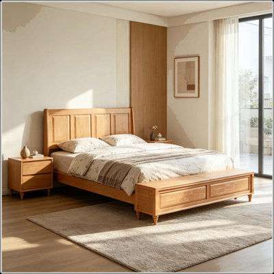 Sleigh Bed with Storage Bench and Tall Headboard