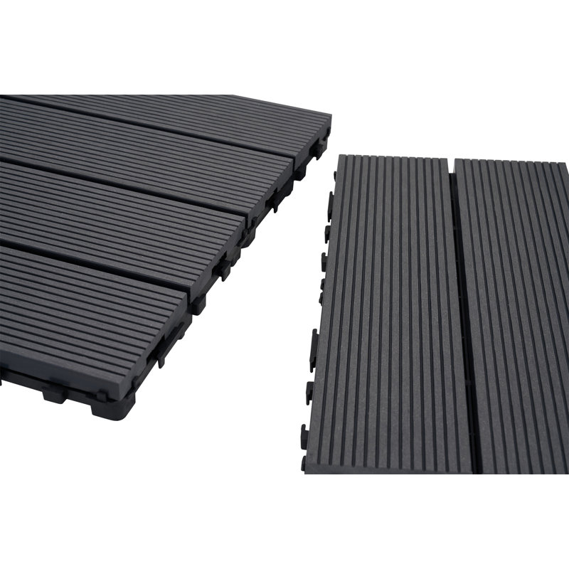 Carreaux de terrasse à emboîter bricolage - Revêtement de sol extérieur et intérieur imperméable pour patio, Gris