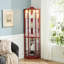 Vitrine d'angle vitrée lumineuse avec tablettes réglables-1879462651