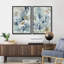 «Blue Ginkgo Leaves Minimalist Abstract Botanical Modern», ensemble de 2 reproductions d'art sur toile encadrées-603197498-603197477