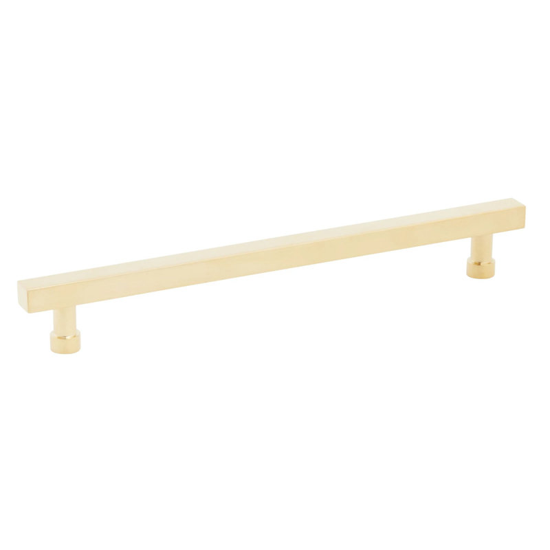 Schaub NOHO Square Cabinet Pull, 8", Unlacquered Brass