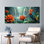 «Tropical Rainforest Waterfall and Exotic Bird», reproduction d'art sur toile tendue sur toile, ensemble de 3